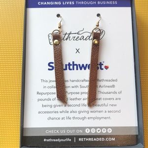 Re Threaded X Southwest brown leather earrings